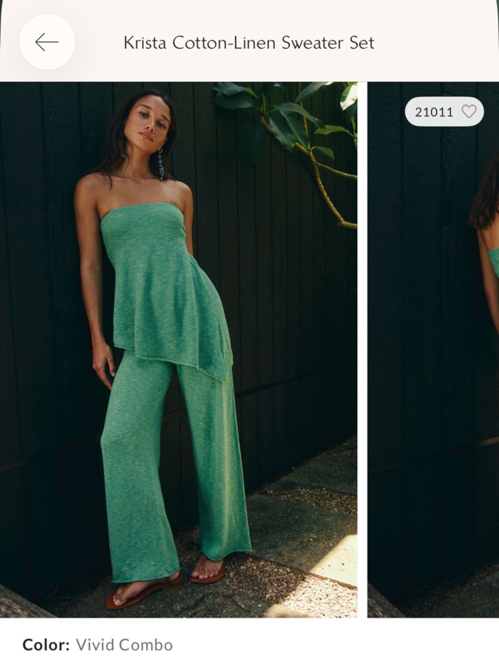 Free People Strapless Krista Sweater Set in Vivid Green Combo